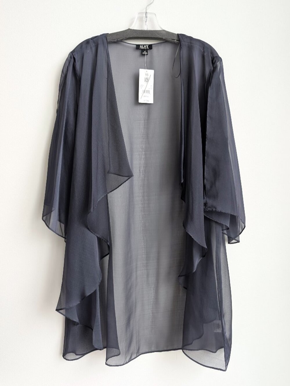 NWT SLNY Sheer Chiffon Cascade Coverup Jacket | Size 16